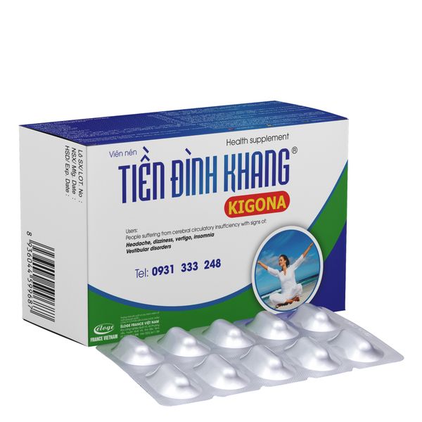 Viên uống tăng cường lưu thông máu Tiền Đình Khang Kigona hộp 30 viên