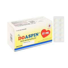 Doaspin 81mg phòng huyết khối tim mạch và não (10 vỉ x 10 viên)