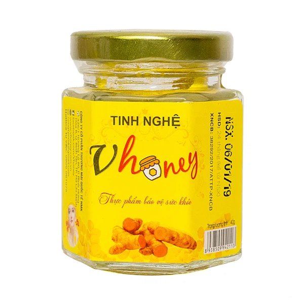Tinh Nghệ Nguyên Chất Vhoney hỗ trợ tiêu hóa, giảm tổn thương dạ dày 40g