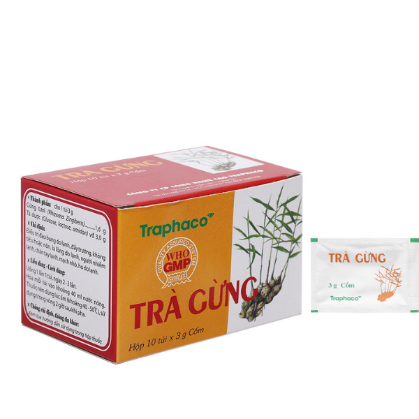 Trà gừng hòa tan Traphaco giảm đau bụng, đầy trướng hộp 10 gói