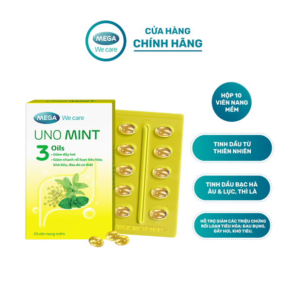 Unomint hỗ trợ giảm các triệu chứng rối loạn tiêu hóa hộp 10 viên