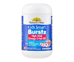 Nature's Way Kids Smart Bursts High DHA Omega-3 Fish Oil Trio Viên Bổ Sung DHA nâng cao khả năng Trí Tuệ Cho Bé 60 viên