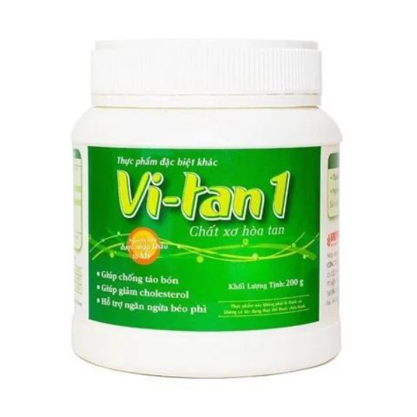 Bột chất xơ hoà tan Vi-tan 1 hỗ trợ giảm táo bón, giảm mỡ máu hũ 200g