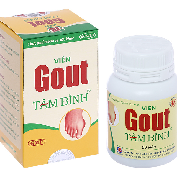 Viên Gout Tâm Bình giảm triệu chứng đau do gout lọ 60 viên