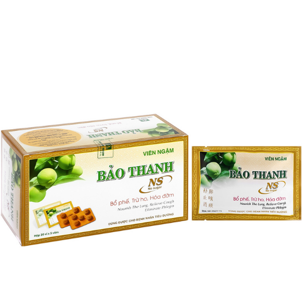 Viên ngậm Bảo Thanh không đường trị ho, bổ phế (20 vỉ x 5 viên)