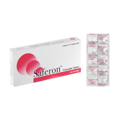 Viên nhai Saferon trị thiếu máu, thiếu sắt (3 vỉ x 10 viên)