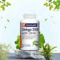 Viên uống Ginkgo 2500 With DHA VitaHealth hỗ trợ trí não khỏe mạnh hộp 60 viên