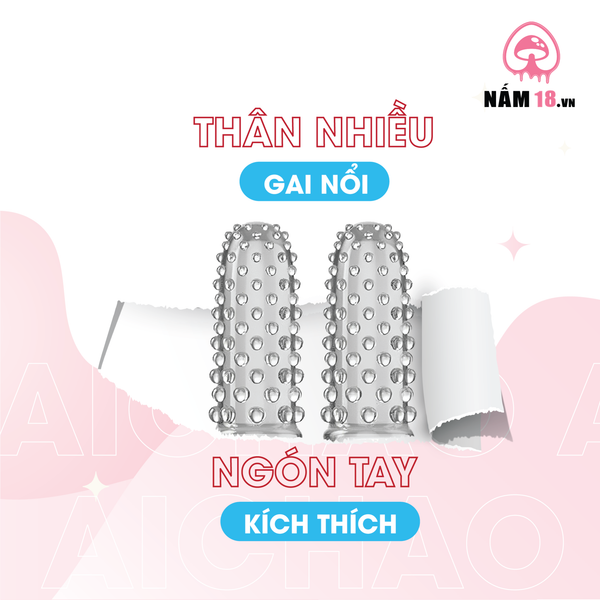 Bao Cao Su Ngón Tay Gai Lớn Aichao 2 Ngón Dài - Hộp 2 Cái