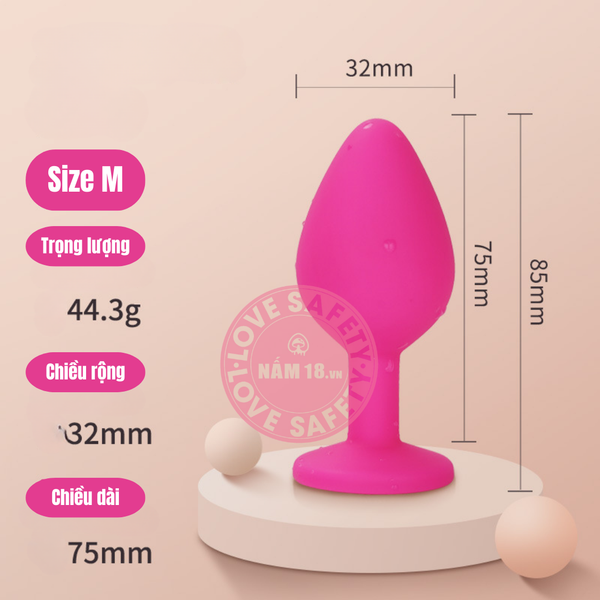 Phích Cắm Hậu Môn Silicone Đính Đá Plug2