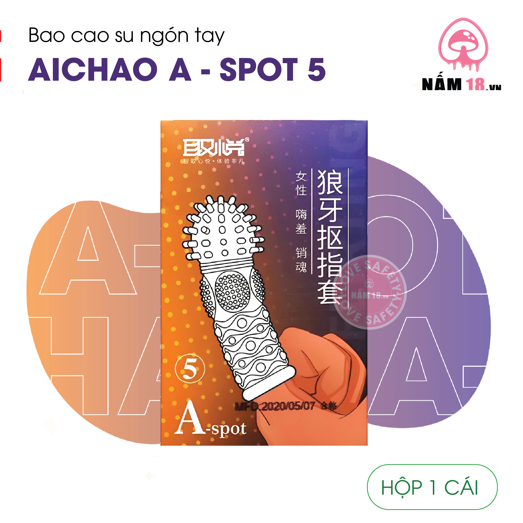  Bao Cao Su Ngón Tay Gai Nổi Lớn Aichao A Spot 5 - Hộp 1 Cái 