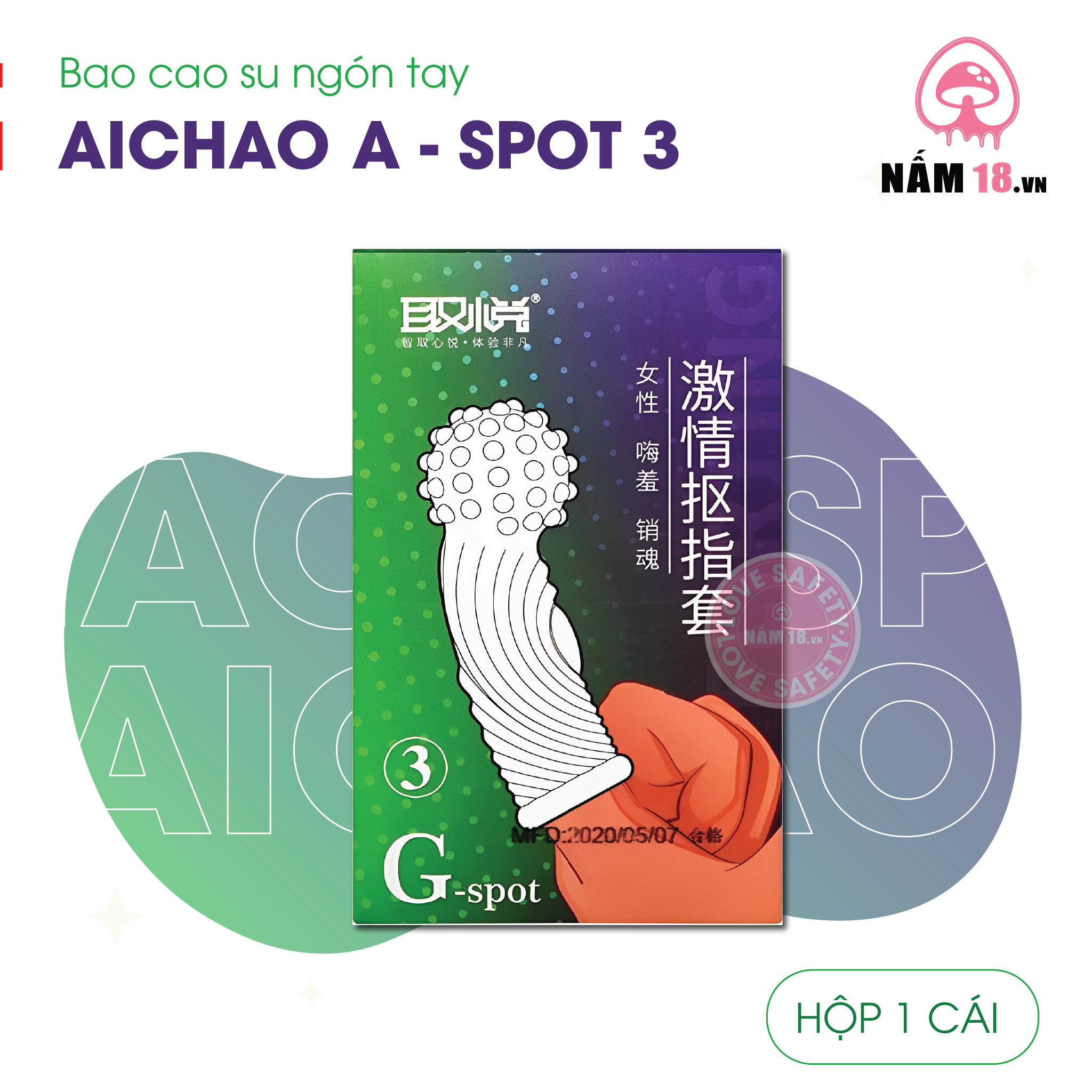  Bao Cao Su Ngón Tay Gai Nổi Lớn Aichao G Spot 3 - Hộp 1 Cái 