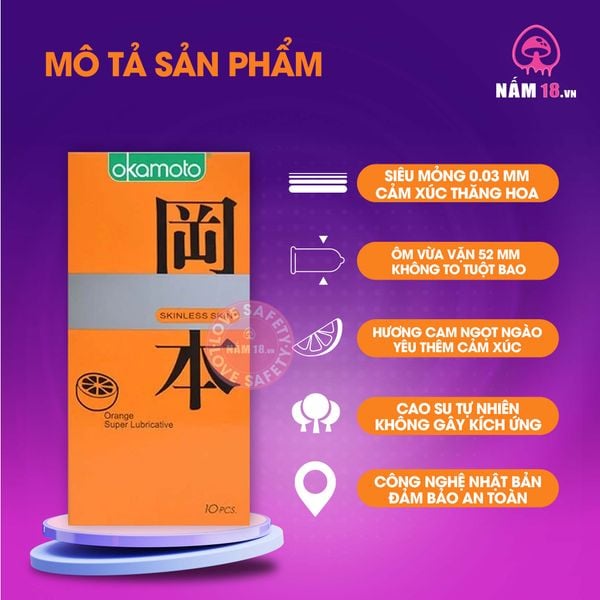 Bao Cao Su Okamoto Orange Hương Cam