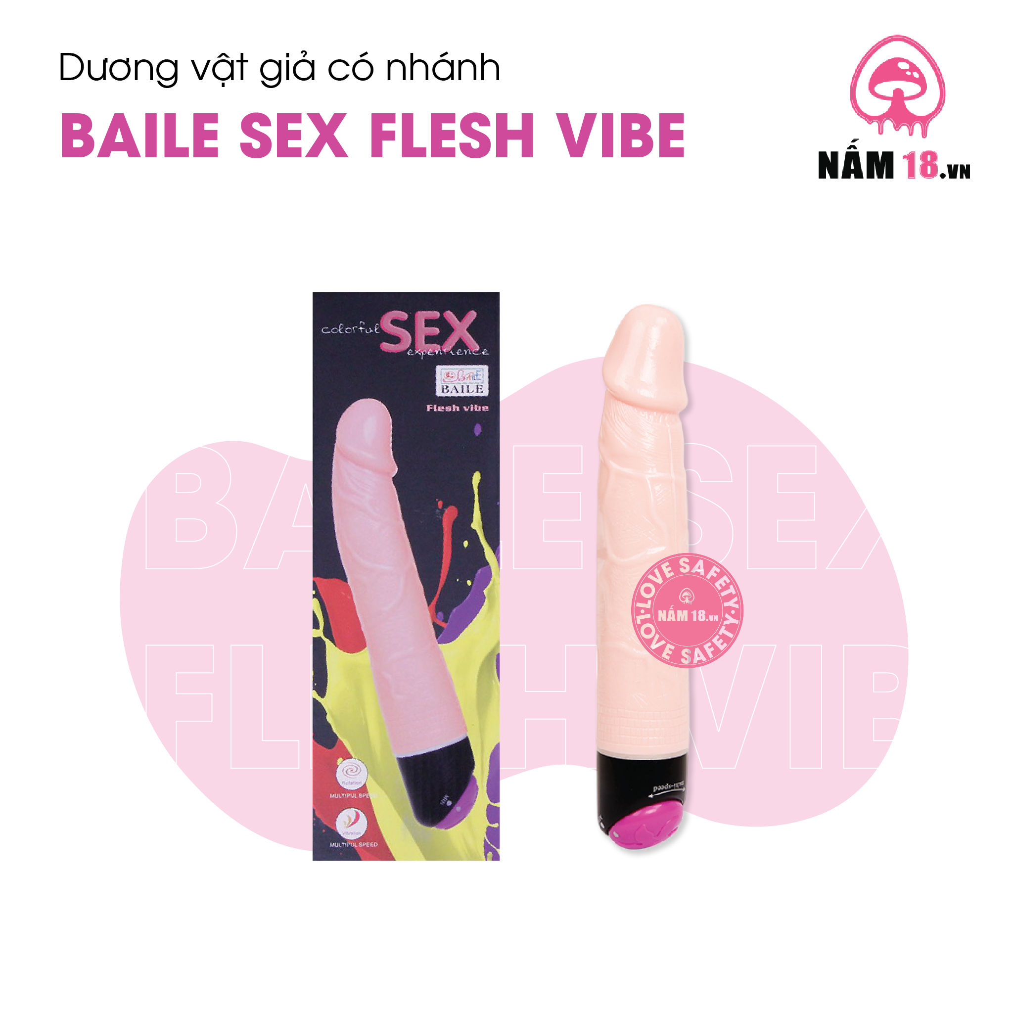  Dương Vật Giả Baile Sex Flesh Vibe Rung Ngoáy Đa Chế Độ 