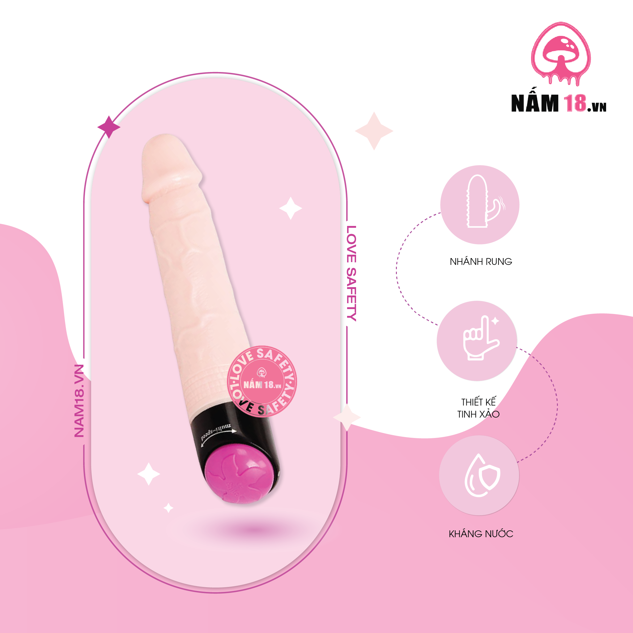  Dương Vật Giả Baile Sex Flesh Vibe Rung Ngoáy Đa Chế Độ 