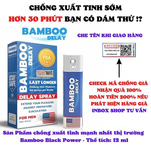 Chai Xịt Kéo Dài Thời Gian USA Bamboo Delay 14% - Chai 12ml