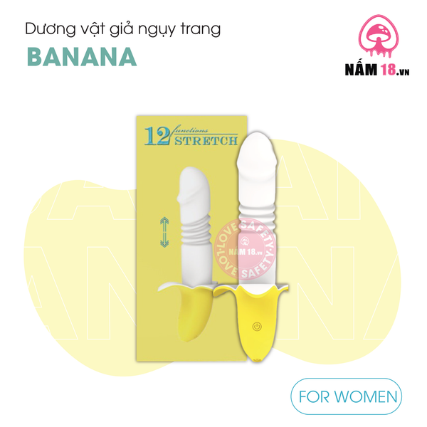 Dương Vật Giả Nguỵ Trang Banana Rung Thụt 12 Chế Độ - Sạc Điện