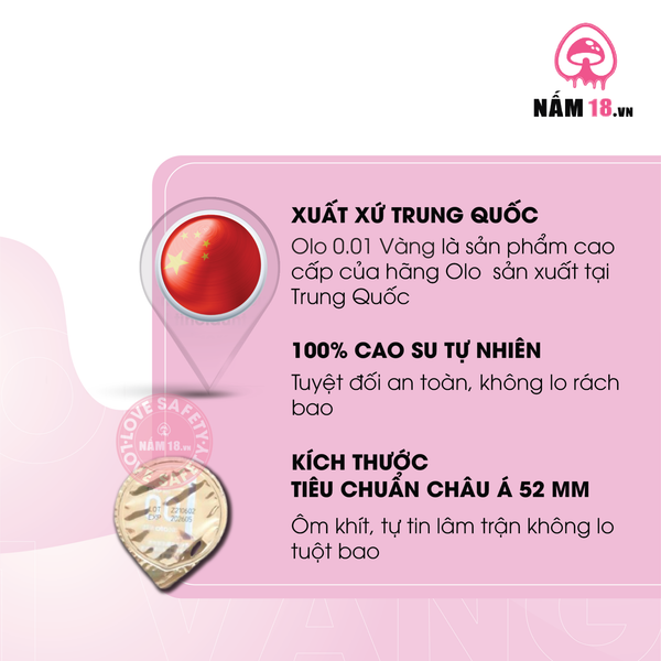 Bao Cao Su Gân Gai Olo 0.01 Vàng - Hộp 10 Cái