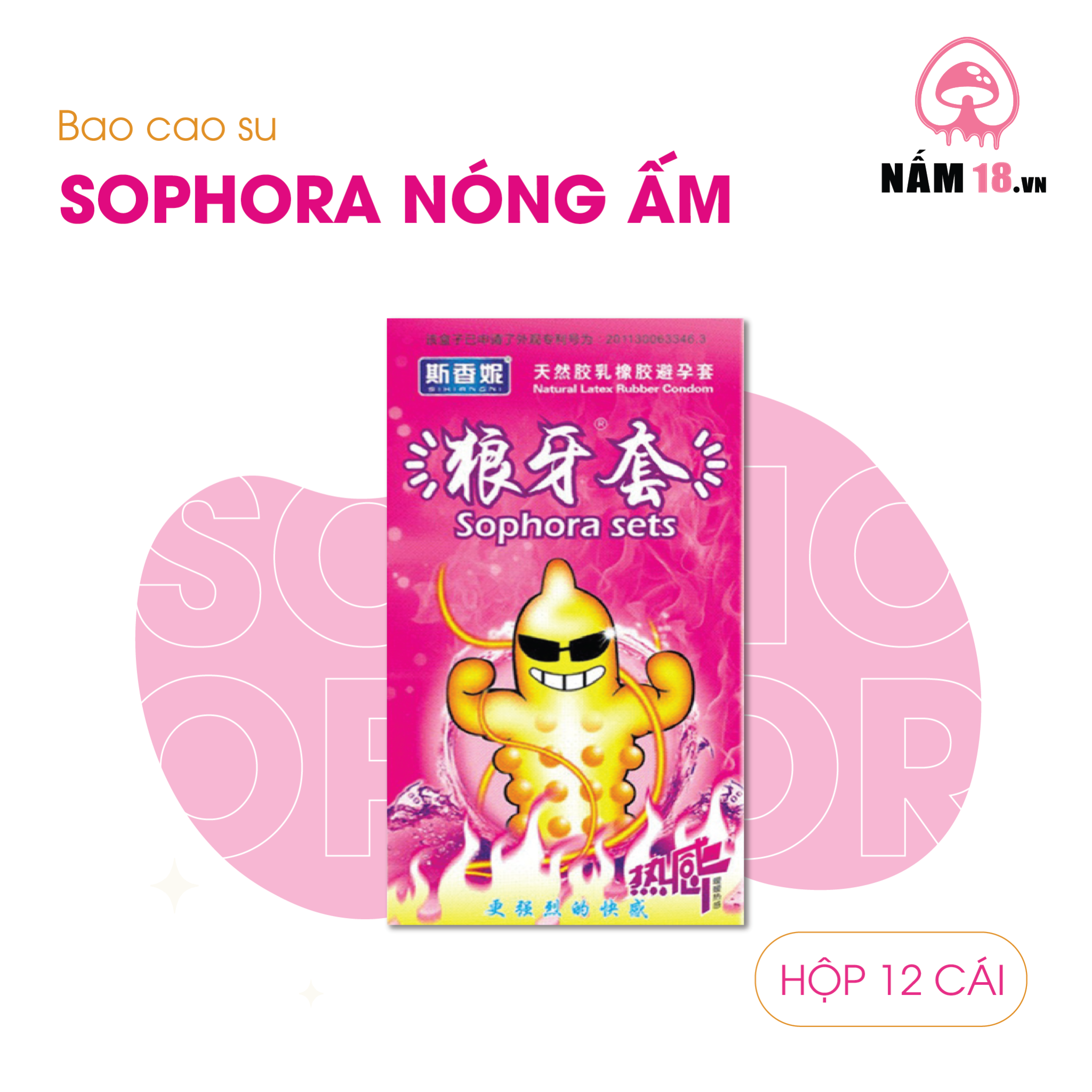  Bao Cao Su Sophora Siêu Điểm Nổi, Nóng Ấm - Hộp 12 Cái 