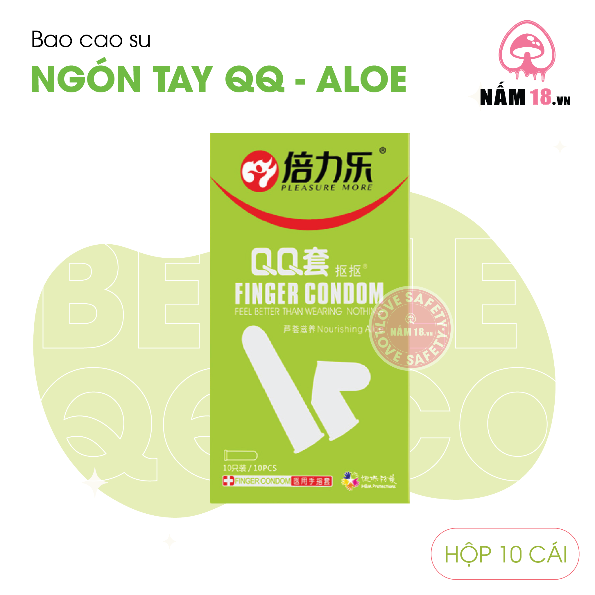  Bao Cao Su Ngón Tay Beilile QQ Aloe - Hộp 10 Cái 