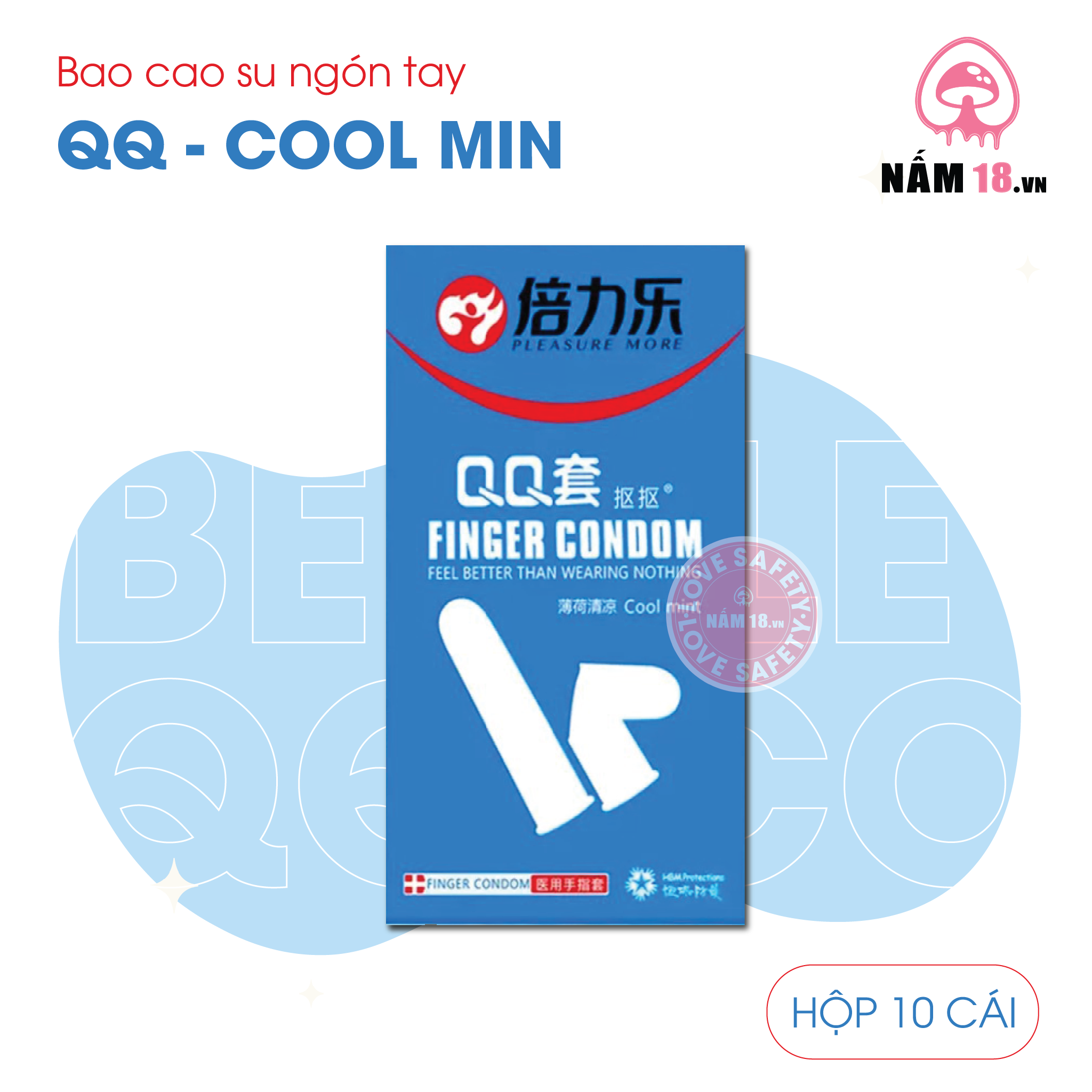  Bao Cao Su Ngón Tay Beilile QQ Cool Mint - Hộp 10 Cái 