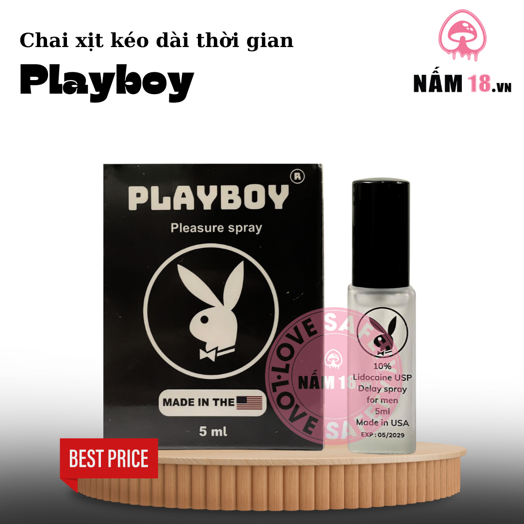 Chai Xịt Kéo Dài Thời Gian Playboy Đen 10% - Chai 5ml 