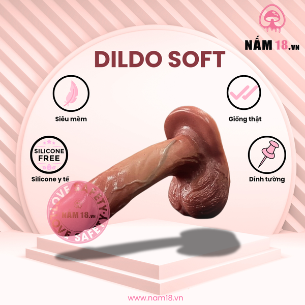 Dương Vật Giả Dính Tường Dildo Soft Có Bìu