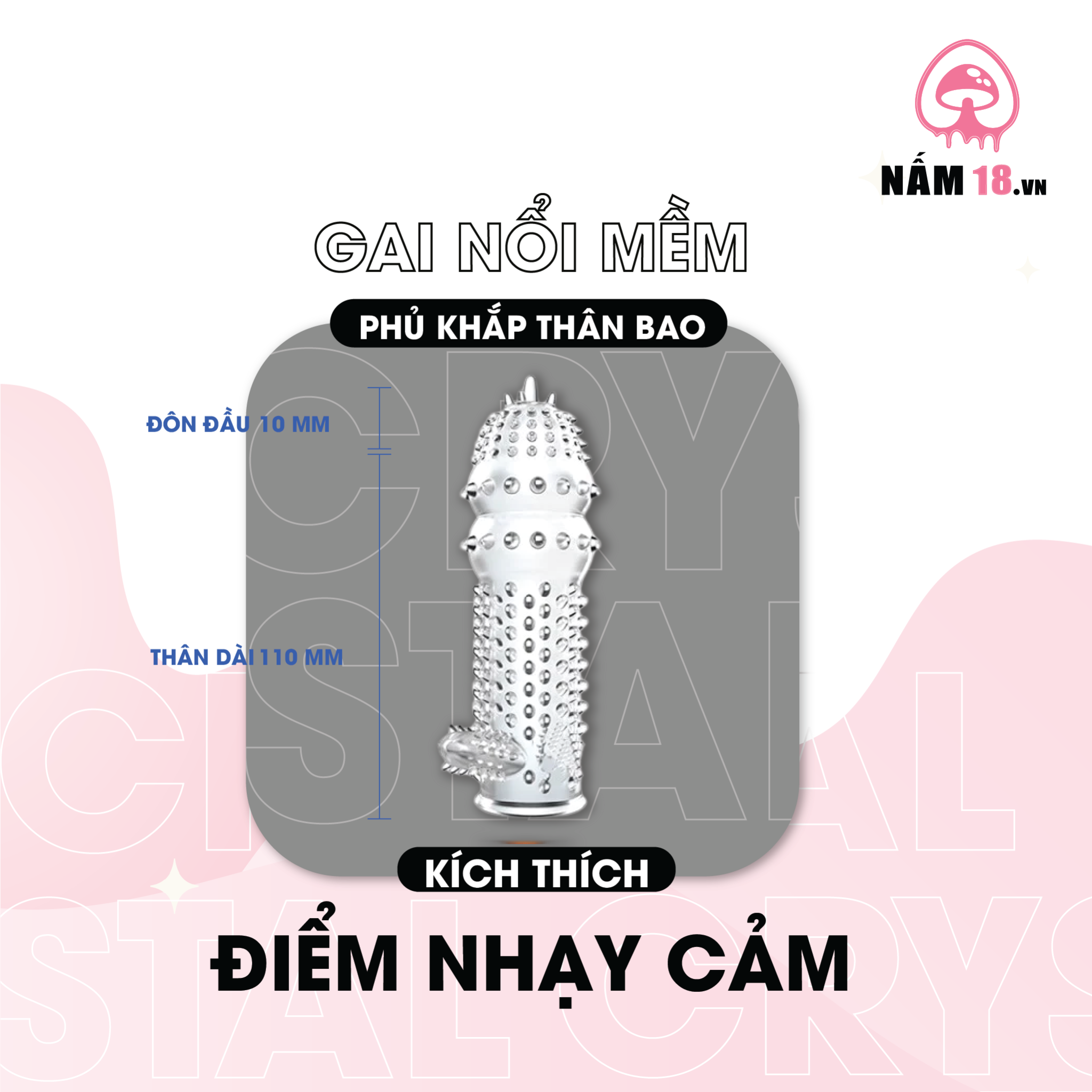  Bao Cao Su Đôn Dên Tăng Kích Thước Crystal Condom Gai Mềm 