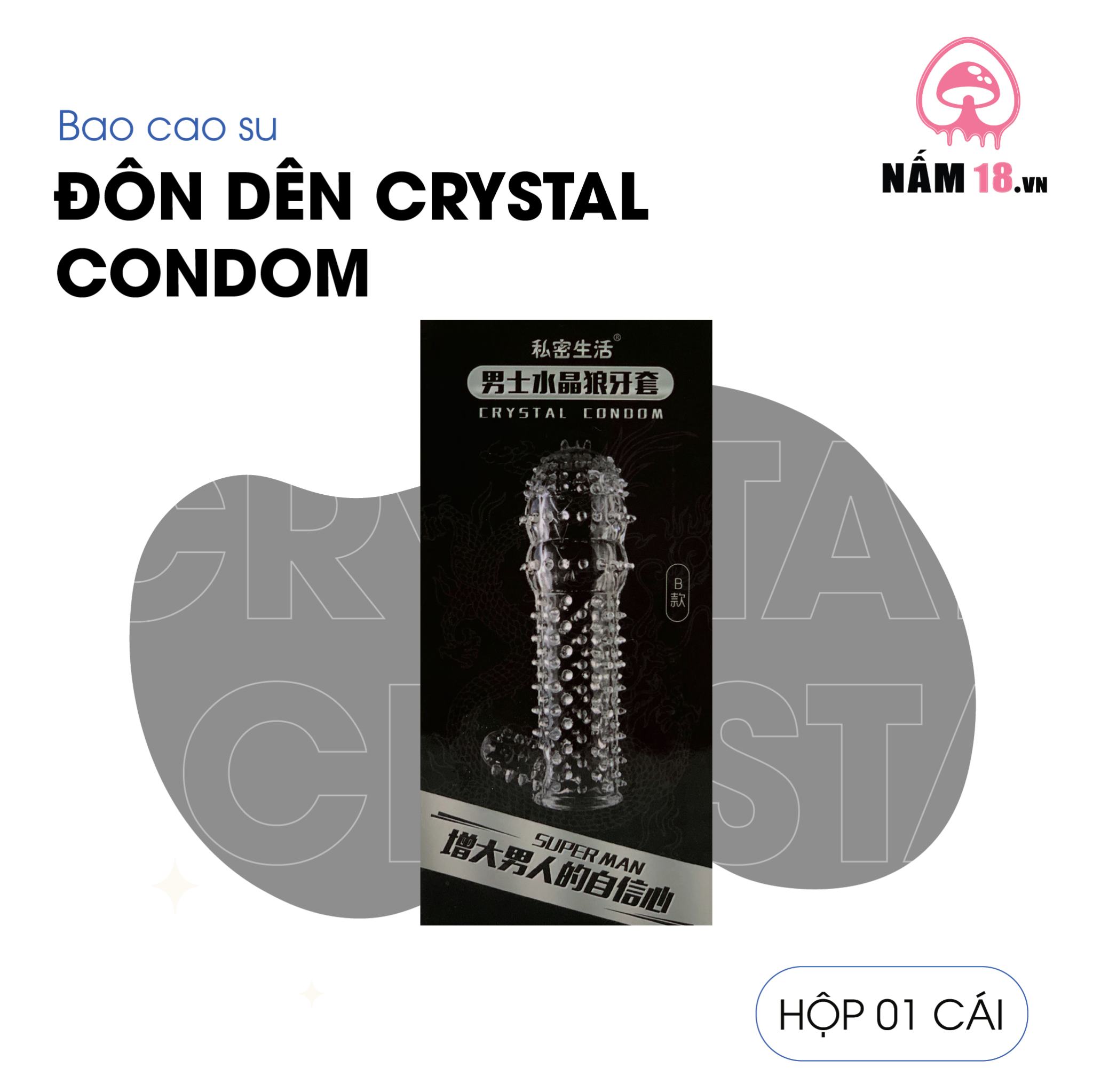  Bao Cao Su Đôn Dên Tăng Kích Thước Crystal Condom Gai Mềm 