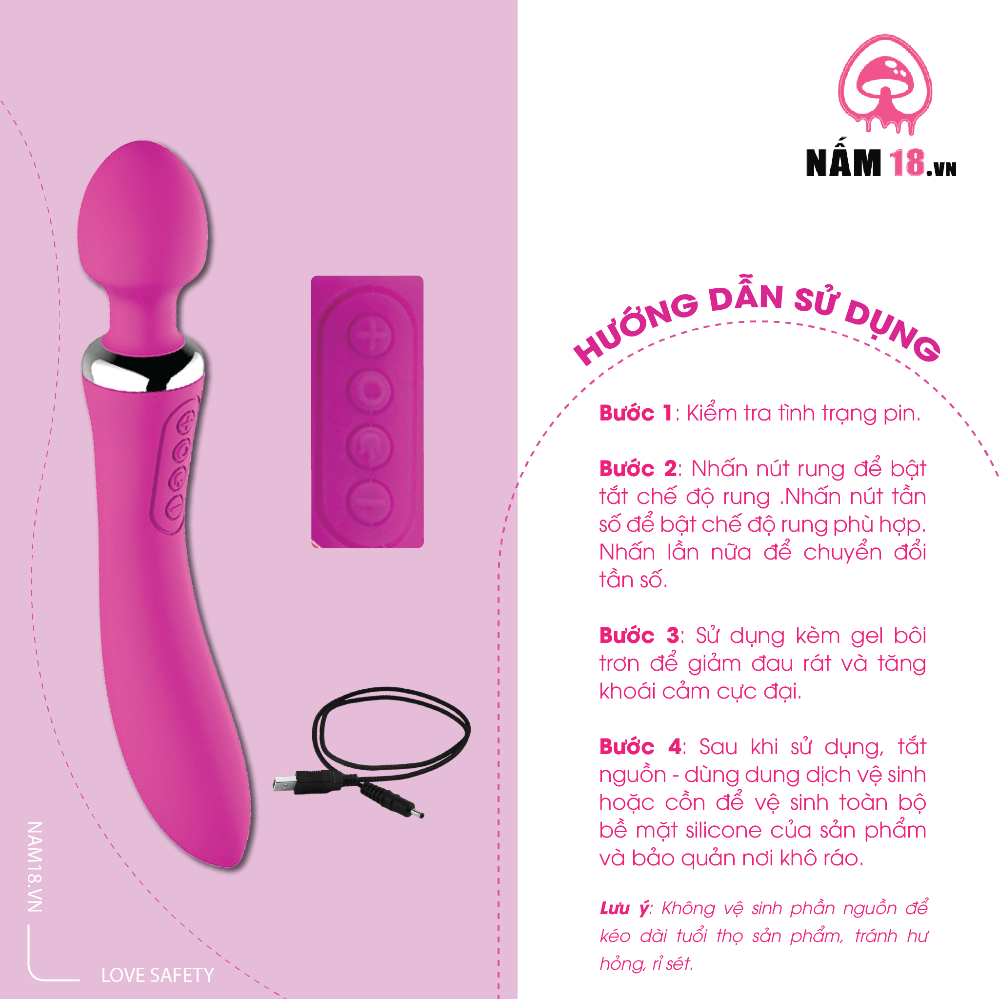  Chày Rung Double End Toả Nhiệt 12 Chế Độ Rung 