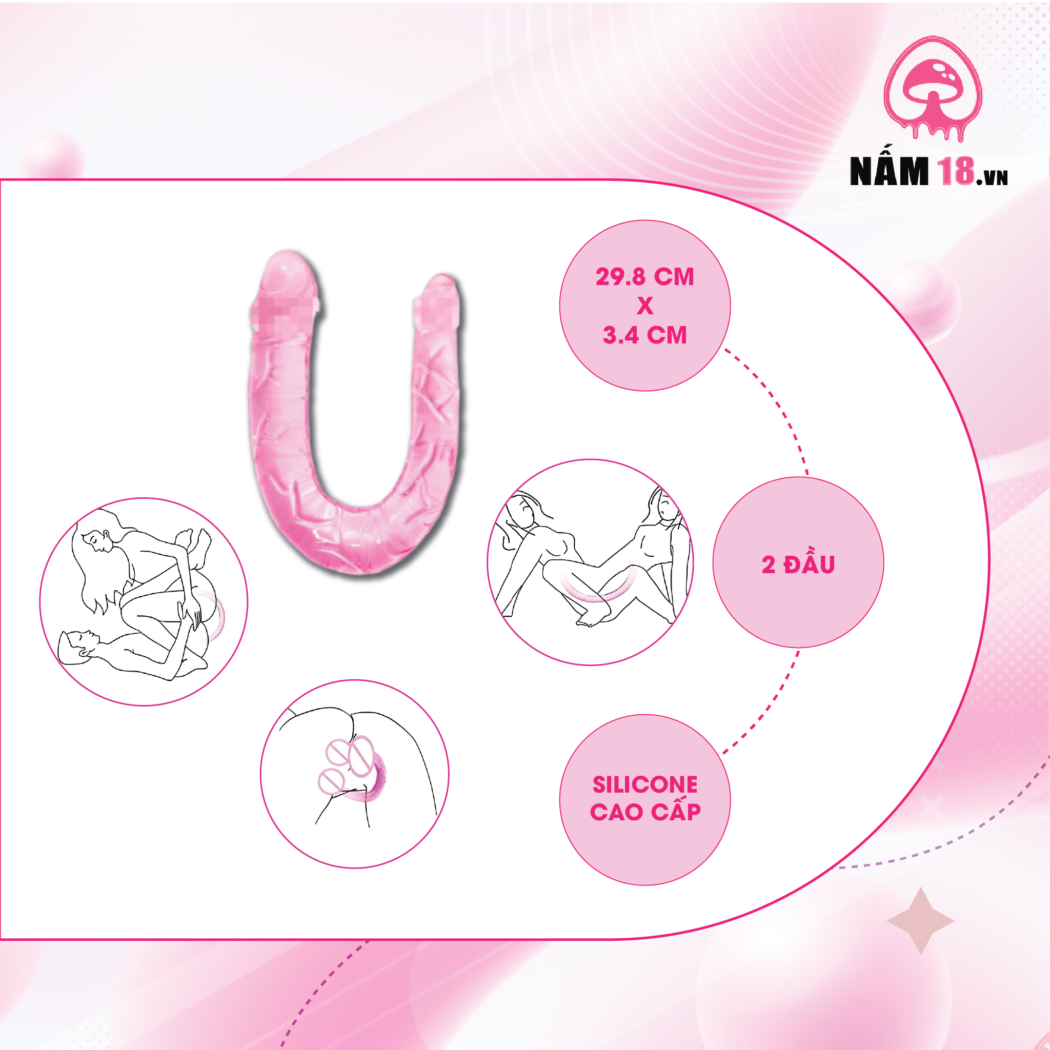  Dương Vật Giả 2 Đầu Double Dog Silicone 