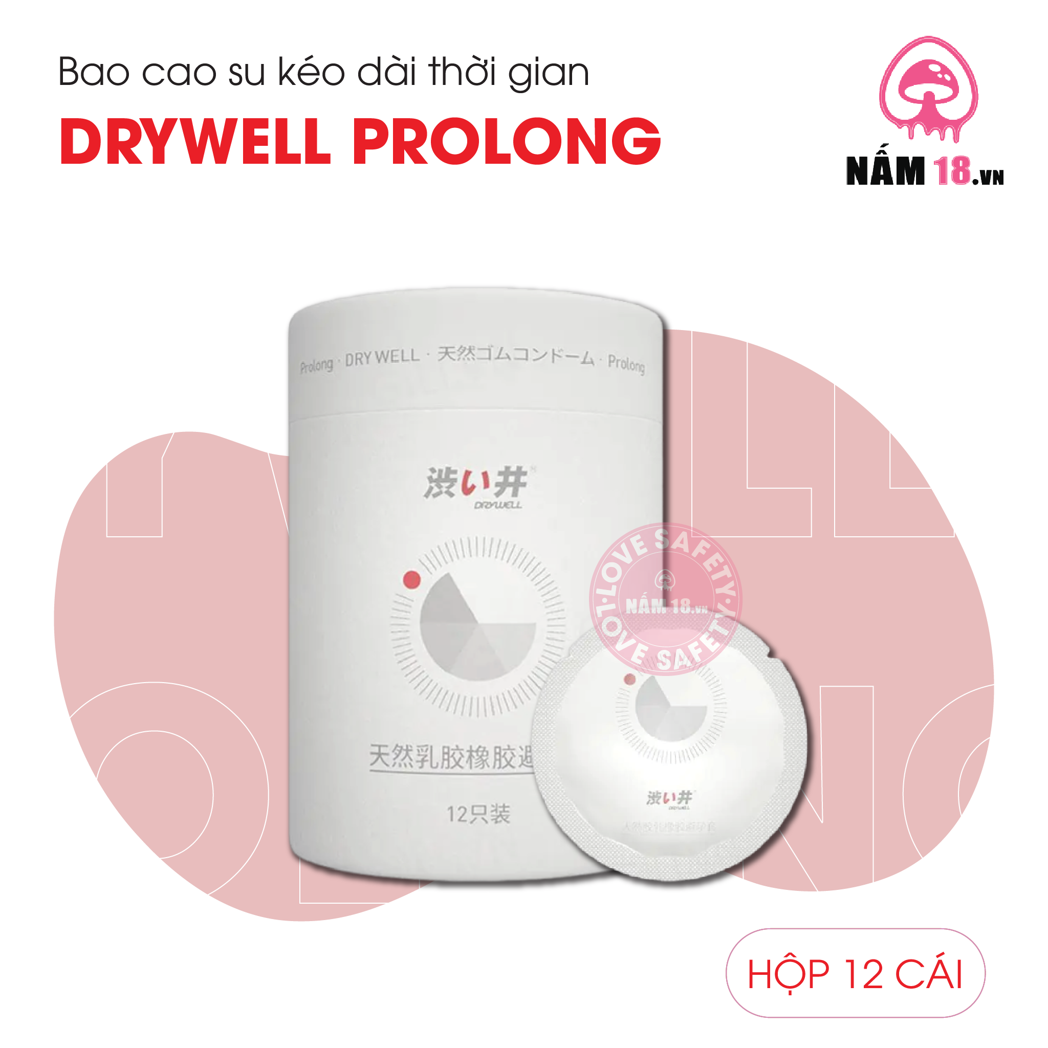  Bao Cao Su Kéo Dài Thời Gian Drywell Prolong - Hộp 12 Cái 