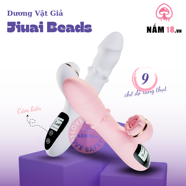  Dương Vật Giả Jiuai Bead Tỏa Nhiệt 9 Chế Độ Rung Thụt 
