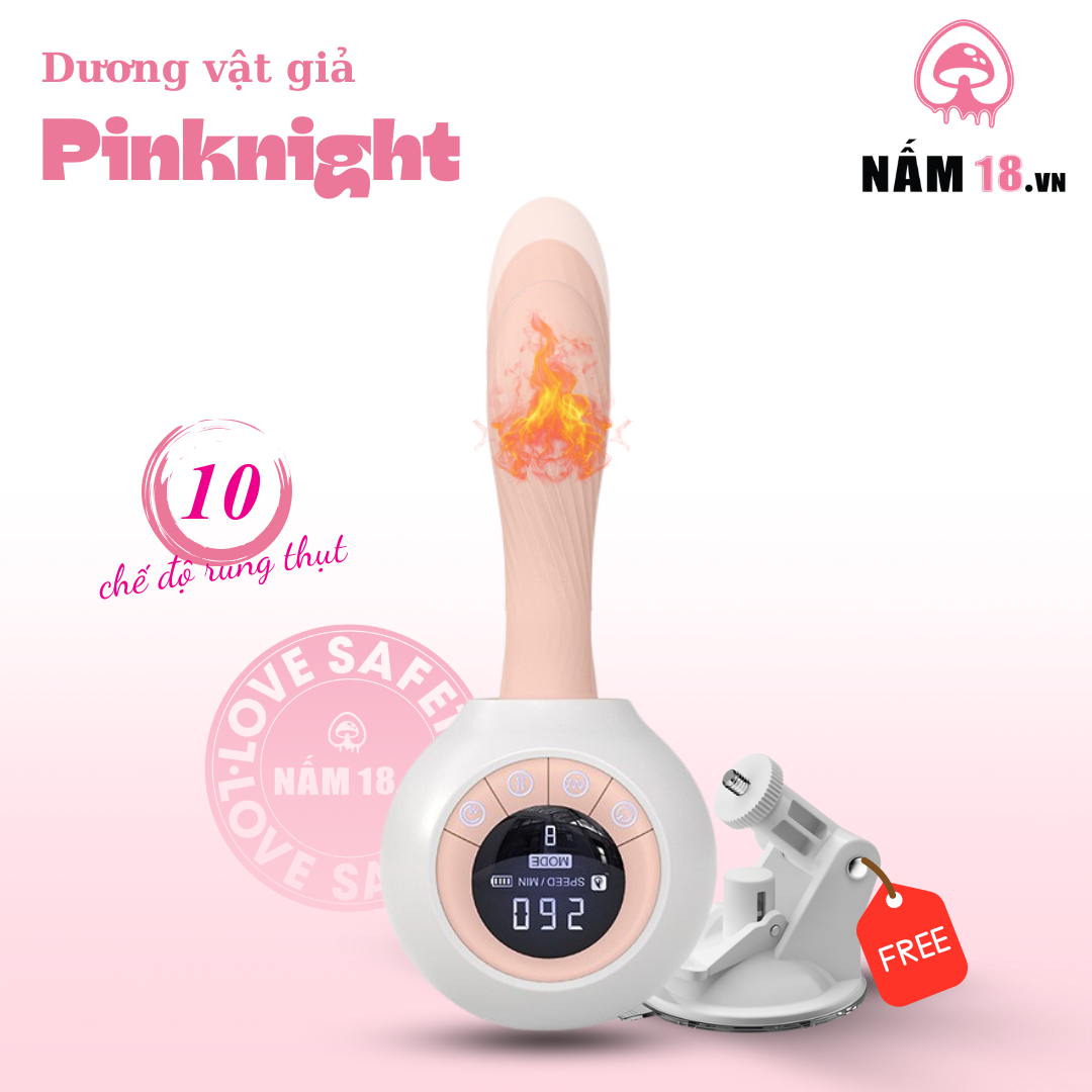  Dương Vật Giả Pinknight Tỏa Nhiệt 10 Chế Độ Rung Thụt 