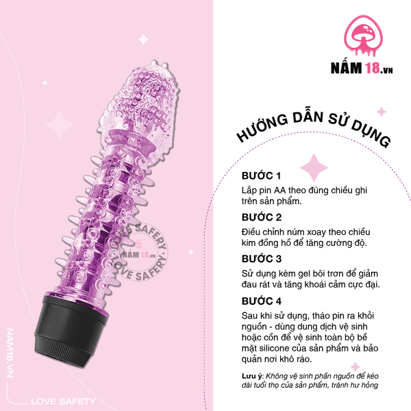 Dương Vật Giả Silicone Gai Mềm - Dùng Pin