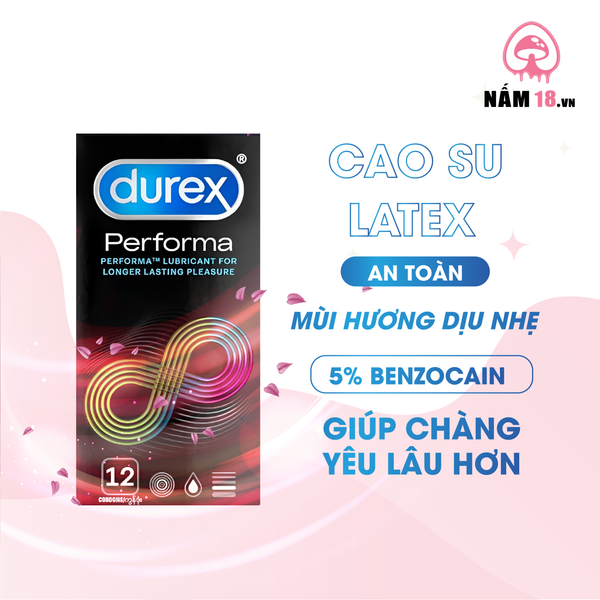Bao Cao Su Kéo Dài Thời Gian Durex Performa Chính Hãng - Hộp 12 Cái
