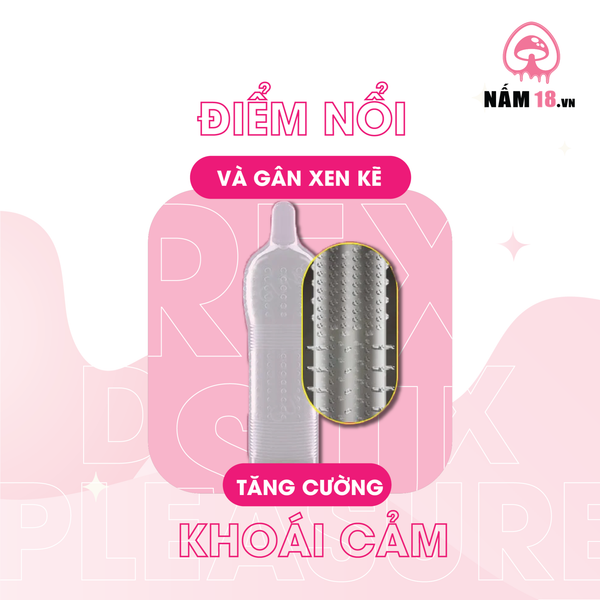 Bao Cao Su Size Lớn 56mm Durex Pleasuremax Gân Và Điểm Nổi - Hộp 12 Cái