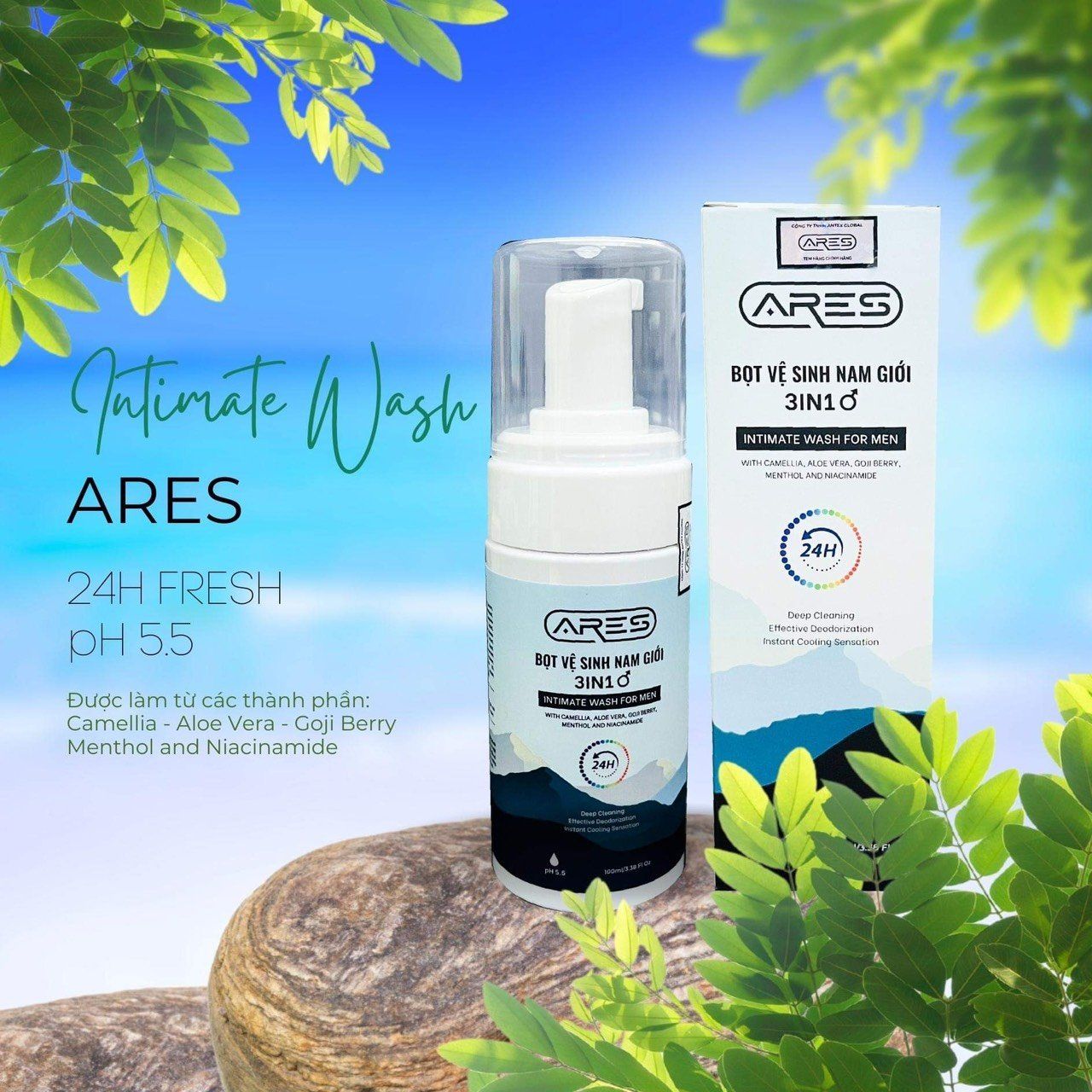  Dung Dịch Vệ Sinh Nam Ares Dạng Bọt - Chai 100ml 