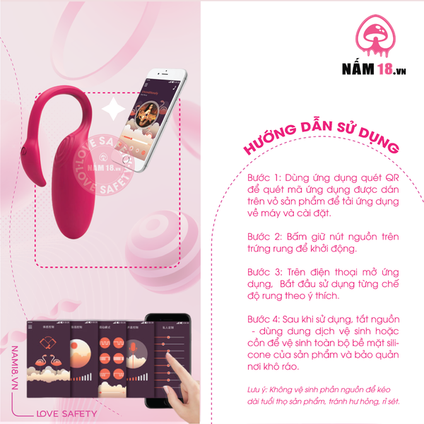 Trứng Rung Cao Cấp Flamingo Điều Khiển App - Sạc Điện