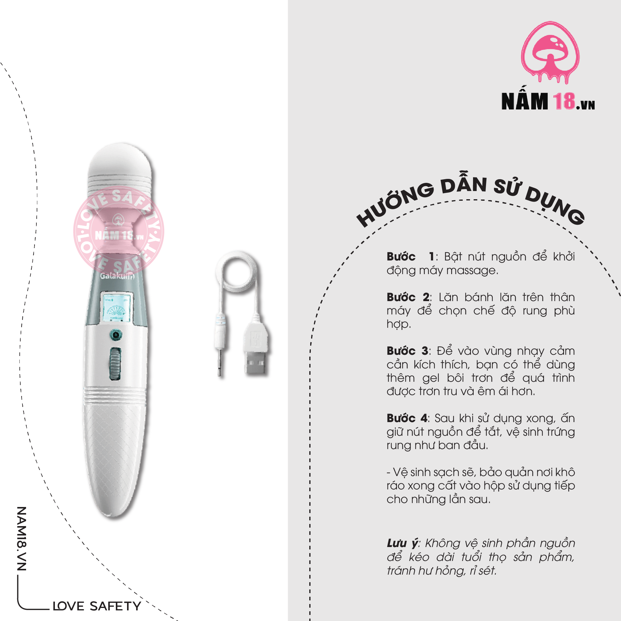  Chày Rung Kích Thích Điểm G Galaku 8 Chế Độ Rung 