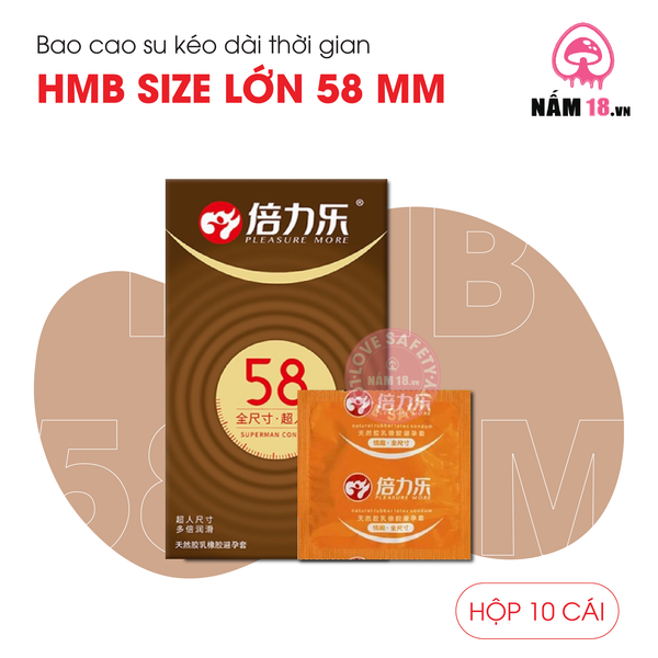 Bao Cao Su Size Lớn 58mm HBM Chính Hãng - Hộp 10 Cái