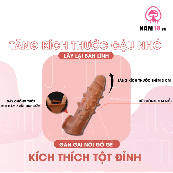 Bao Cao Su Đôn Dên Tăng Kích Thước Jiuai Gai Nổi, Chống Tuột