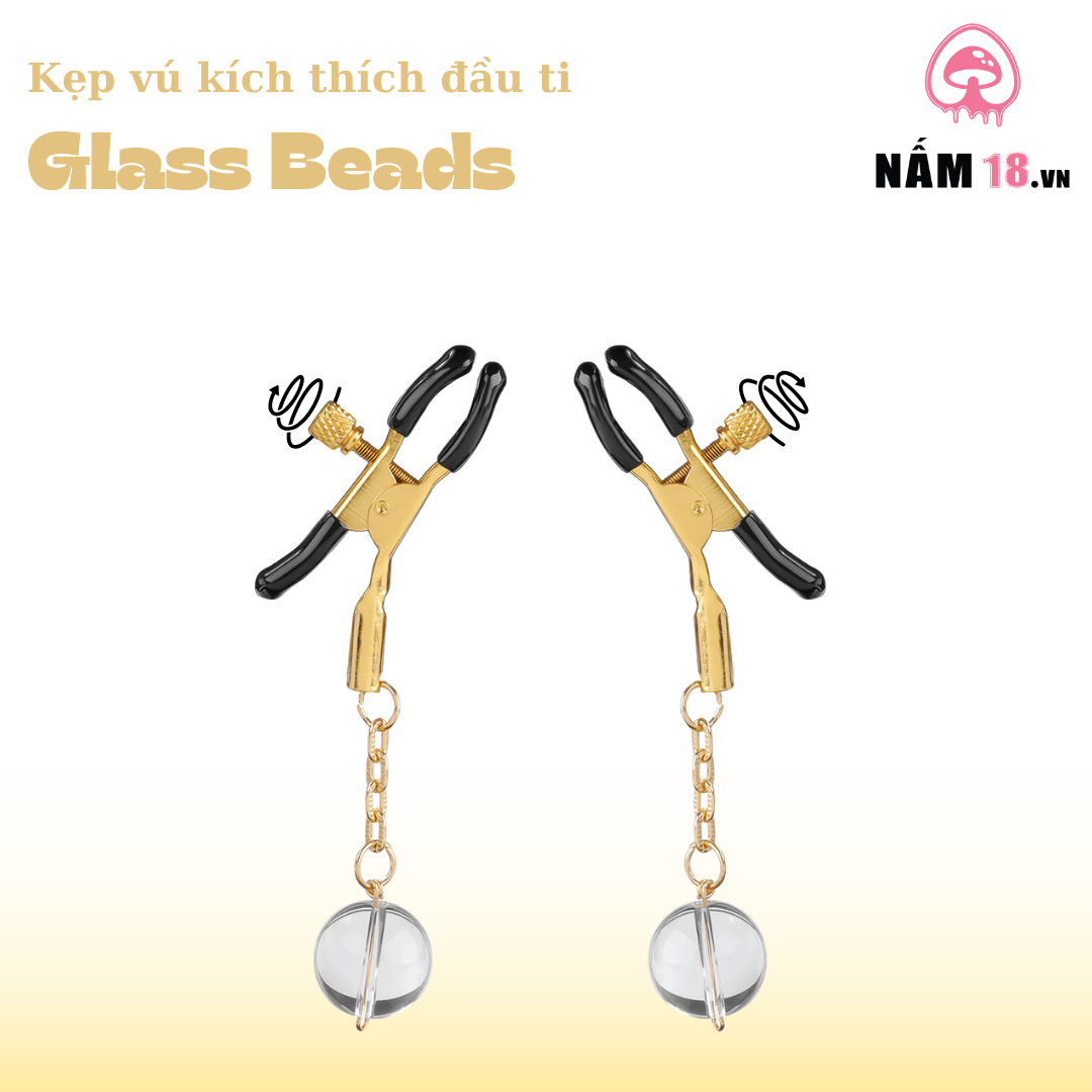  Kẹp Vú Kích Thích Đầu Ti Glass Beads 