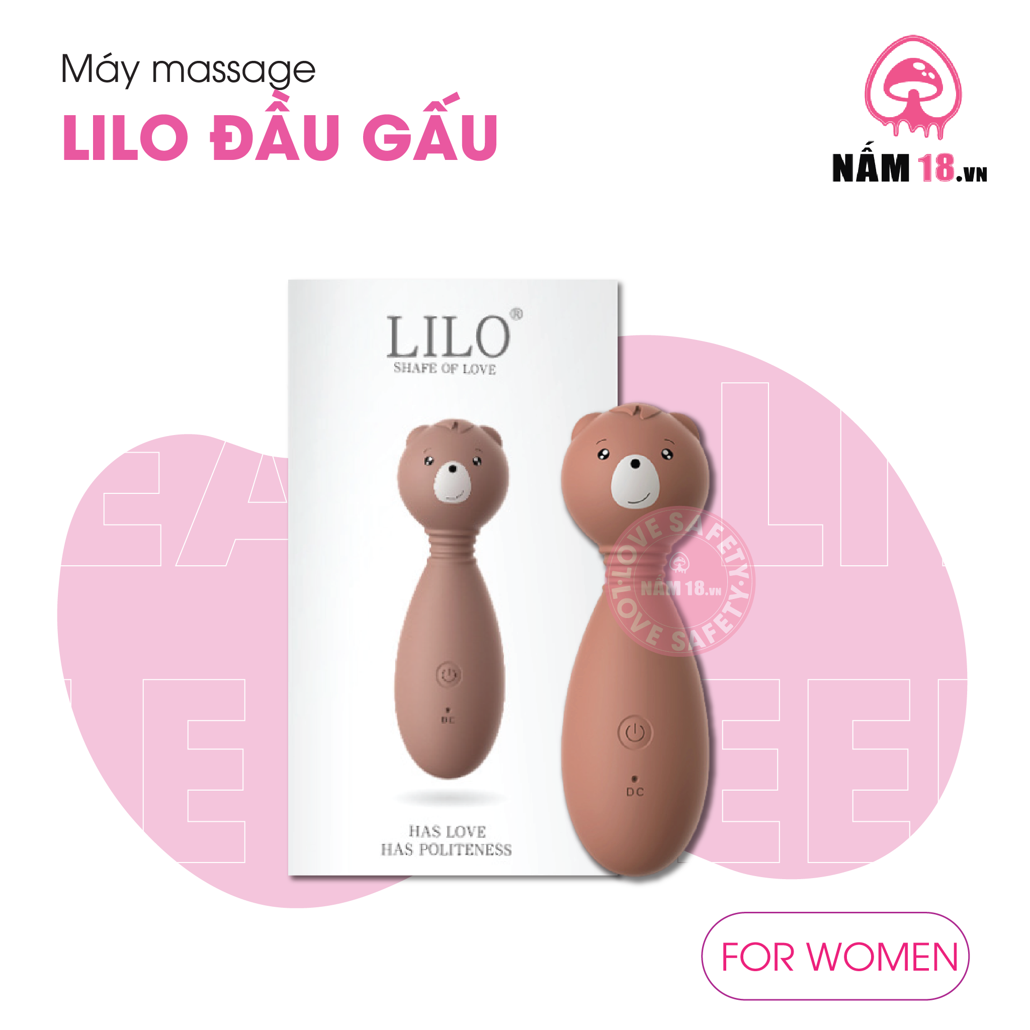  Máy Massage Kích Thích Điểm G Lilo Đầu Gấu 10 Chế Độ Rung - Sạc Điện 