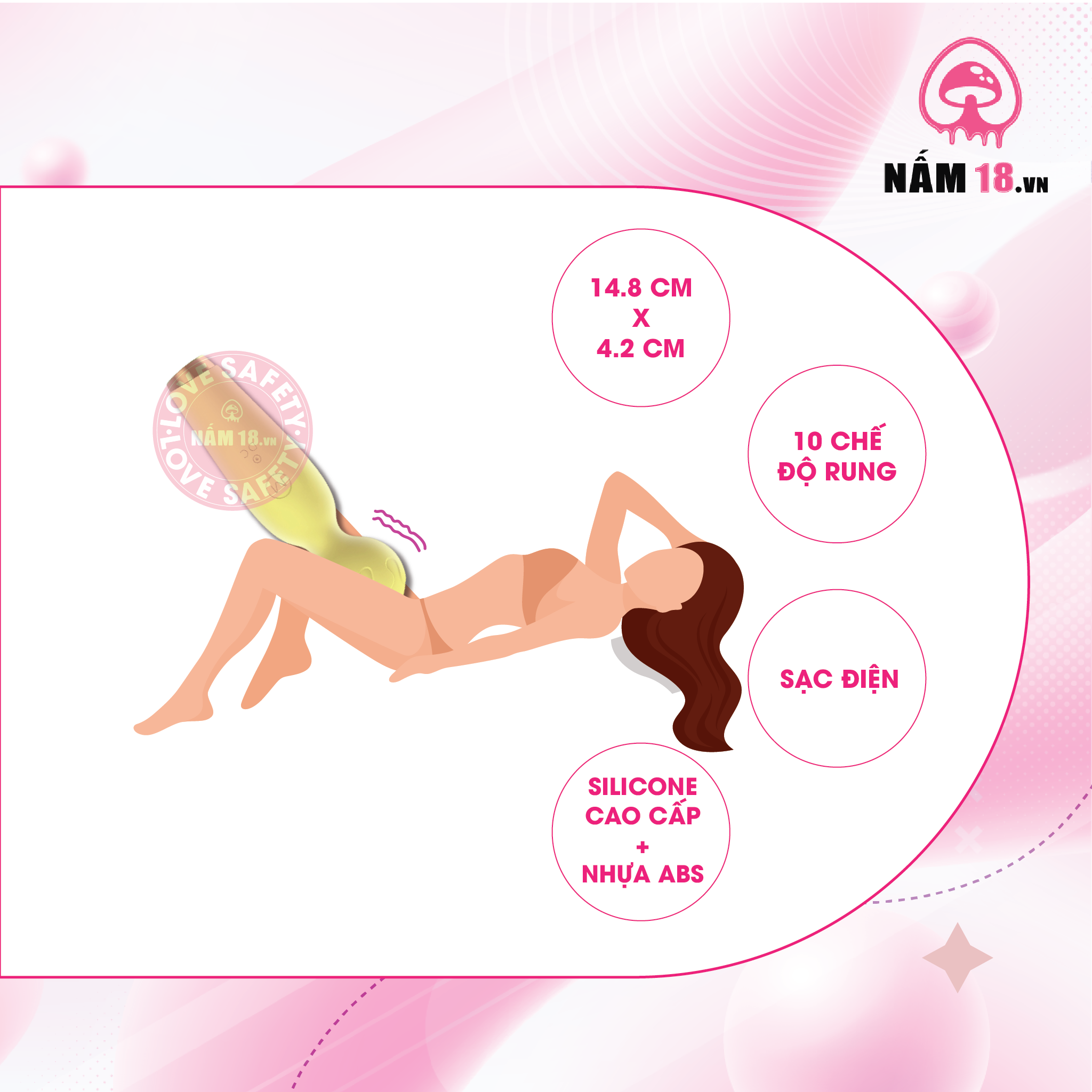  Chày Rung Kích Thích Điểm G Lilo 10 Chế Độ Rung 