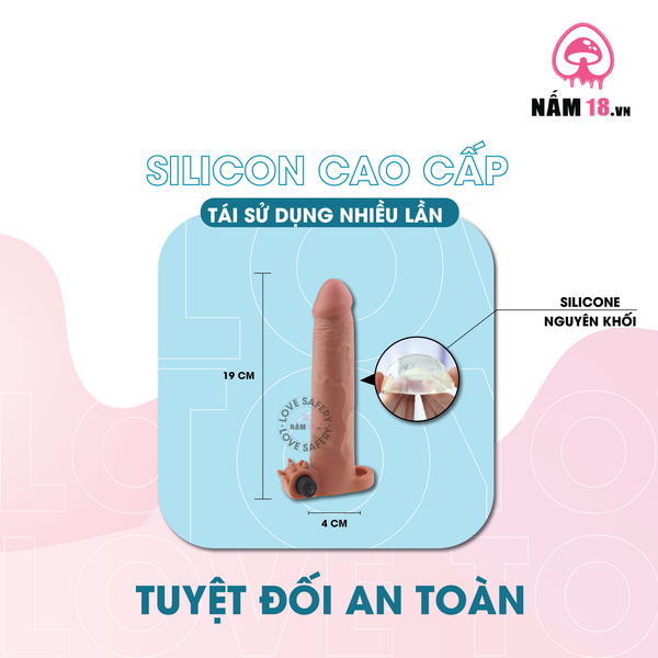 Bao Cao Su Đôn Dên Tăng Kích Thước Lovetoy Pleasure X-Tender Tăng 3" - Có Cục Rung