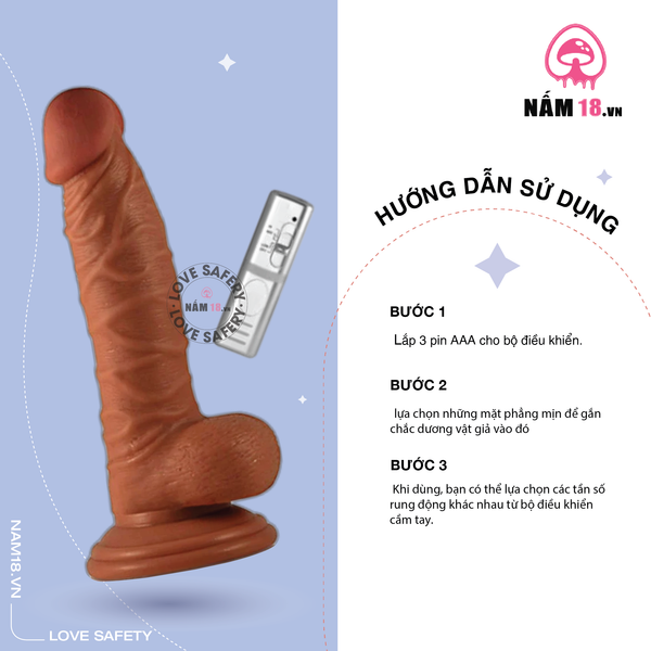 Dương Vật Dính Tường Cao Cấp Lovetoy Real Extreme 7.5" Đa Chế Độ Rung - Dùng Pin