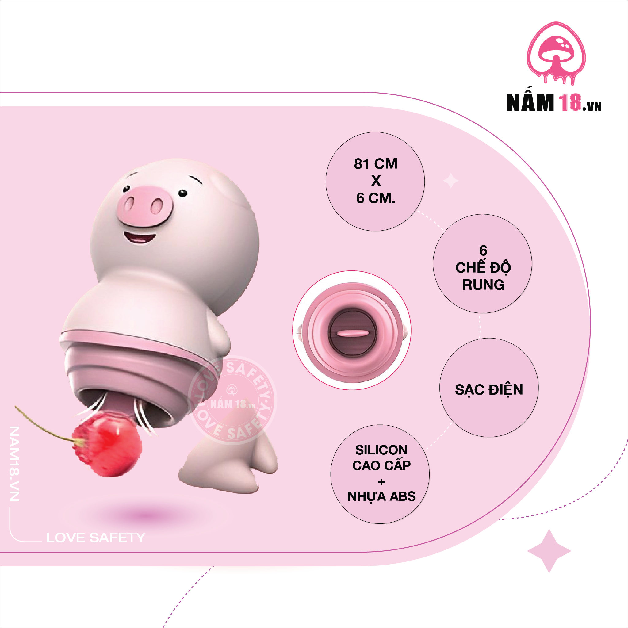  Lưỡi Rung Liếm Ngụy Trang Vibrator Hình Heo Con - Sạc Điện 