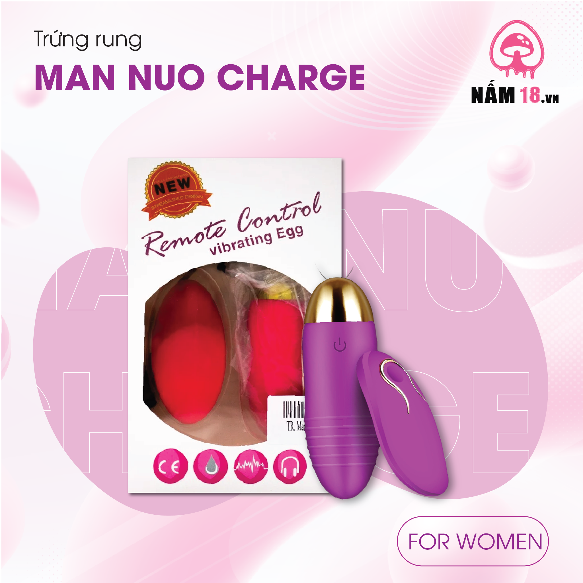  Trứng Rung ManNuo Charge Đa Chế Độ Rung 