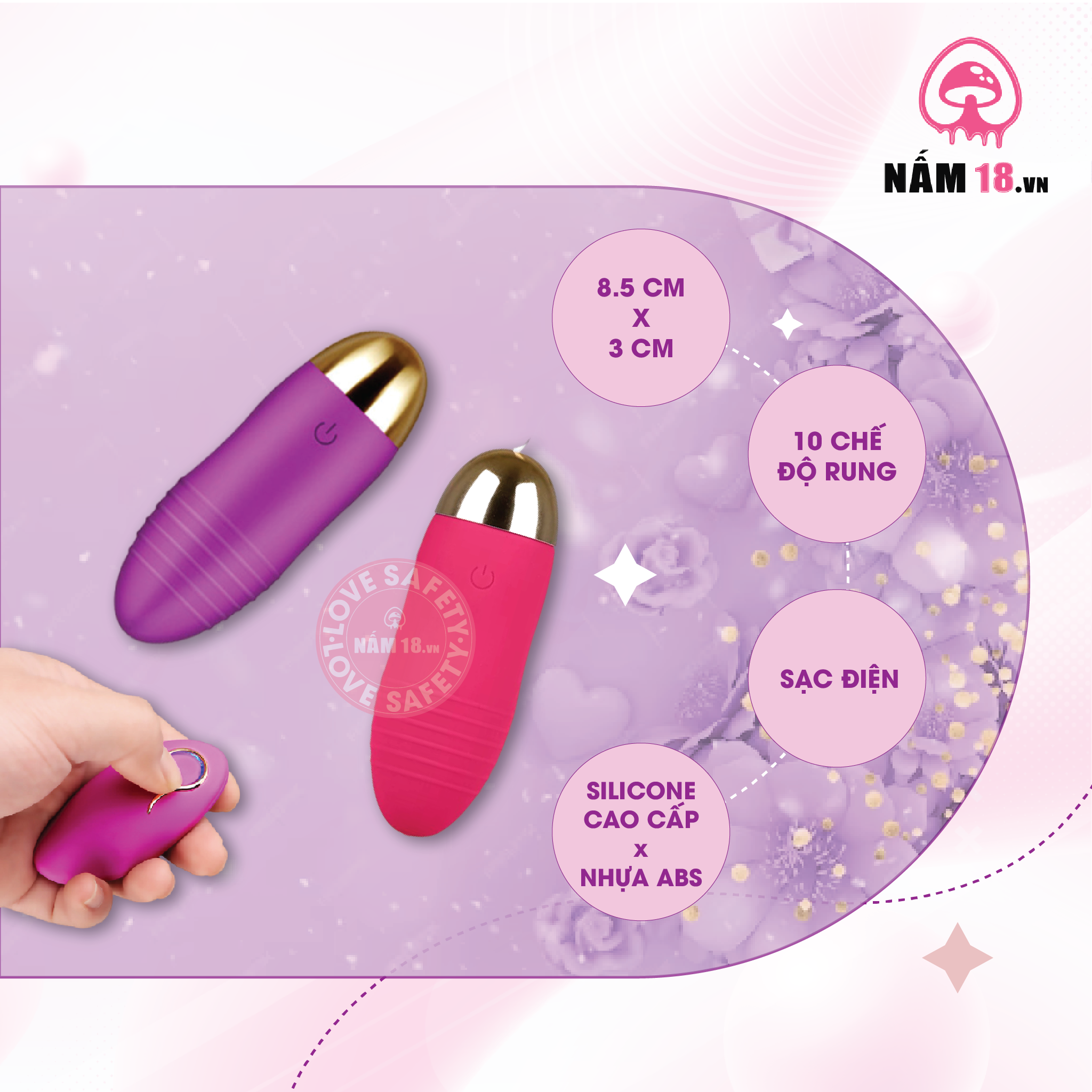  Trứng Rung ManNuo Charge Đa Chế Độ Rung 