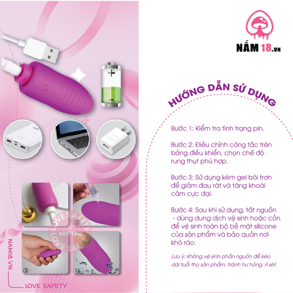 Trứng Rung ManNuo Charge Đa Chế Độ Rung